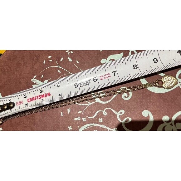 Vintage AAI Gold Tone Rhinestone Filled Heart Pendant Necklace Glam Coquette - Picture 5 of 6